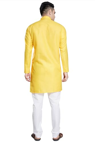Image of DIVISIVE Men's Plain Cotton Blend Linen Slim Fit Kurta Pyjama Set
