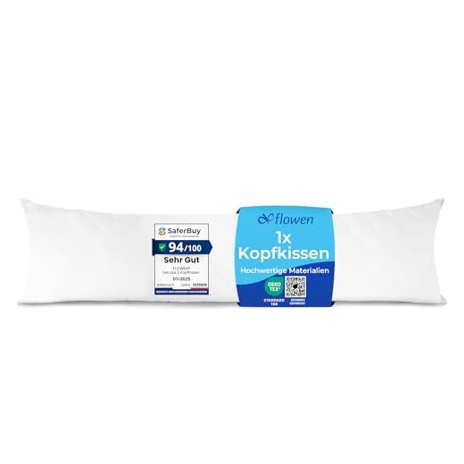 sleepling 190002 Basic 100 Kopfkissen | Ökotex | waschbar bis 60 Grad | Made in EU | Füllmengengarantie | Größengarantie | 40 x 80 cm, weiß 2 Flowen Kissen für Bett 40x145 cm Kopfkissen Innenkissen Hypoallergene Anti-Milben Weiche Kissenfüllung mit Kissenbezug Baumwolle und Polyes. Abnehmbarem und Waschbaren Schlafkissen für Haus/Hotel
