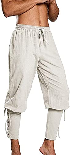 Pantalon gothique homme en lin blanc taille M pour en finir avec les costumes inconfortables