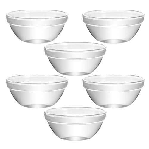HOMOBABE Lot de 6 Bols en Verre Pâtisserie, Ramequins Empilables Résistants Chaleur, pour Desserts et Verrines Maison