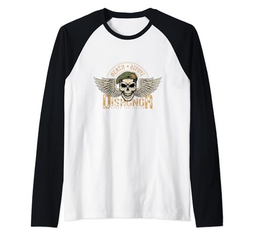 Muerte contra deshonra - Fuerzas Especiales de Boina Verde USAF Camiseta Manga Raglan