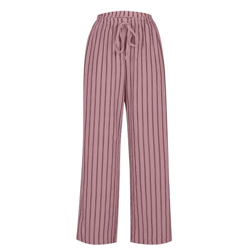 Generic Palazzo Pants for Women Dressy Elastic High Waisted Drawstring Wide Leg Pant Loose Casual Comfy Split Bottom Trousers4