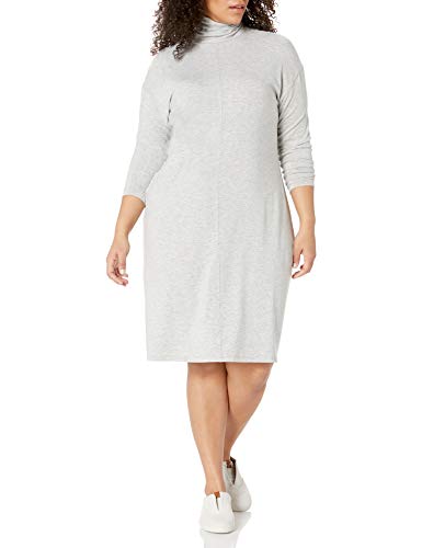 Amazon Brand - Daily Ritual Women's Plus Size Long-Sleeve Turtleneck Dress, Light Heather Grey, 2X