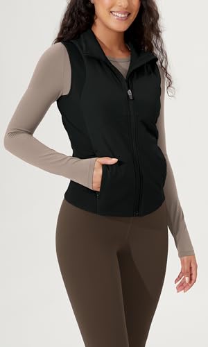 ODODOS Women's Padded Vest with Pockets Athletic Stand Collar Sleeveless Warm Outerwear Zip Up Gilet3