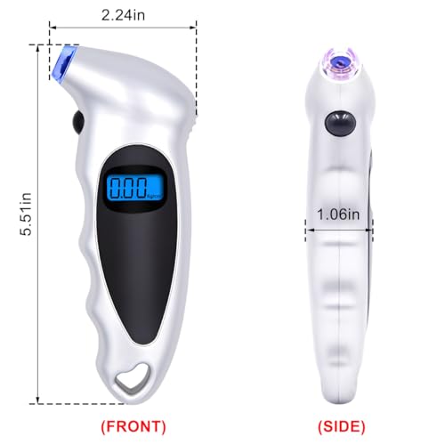 Image of KVAEY Digital Tire Pressure Gauge, 150 PSI 4 Settings Accurate Tire Gauge with Non-Slip Grip, Backlight LCD Tire Pressure Gauge Reader Checker Tool for Car Truck Bicycle Motorcycle (Silver)