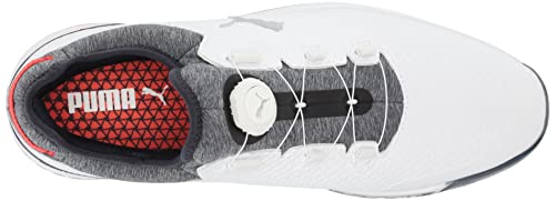 Puma Men's Proadapt Alphacat Disc Golf Shoe, White/Navy Blazer/High Risk Red, 14 #TOP4