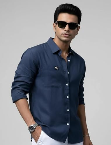 Image of IndoPrimo Men's Regular Fit Cotton Casual Shirt | Premium Solid Full Sleeve Shirt
