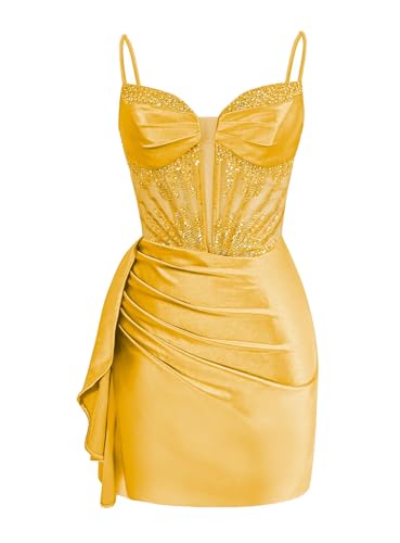 Beaded Lace Homecoming Dresses 2025 Satin Spaghetti Strap Mini Prom Cocktail Gown