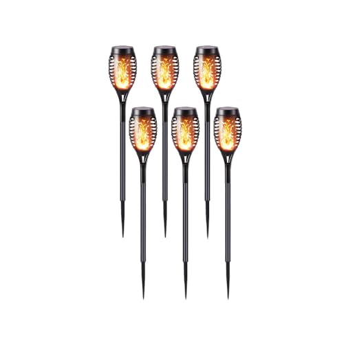 Mateju Luces Solares LED Exterior Jardin Suelo, 2/6 Piezas Lámpara Solar Impermeable IP44 para Exteriores para Jardín, Césped, Patio,Pasillo, Decoración de Caminos (Antorcha,Paquete de 6)
