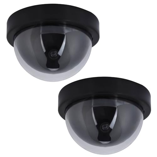 Kukyller Cámara Falsa simulada, 2 Piezas MR02Y CCTV de vigilancia simulada Realista para cámara señuelo Exterior con Tornillos con luz LED