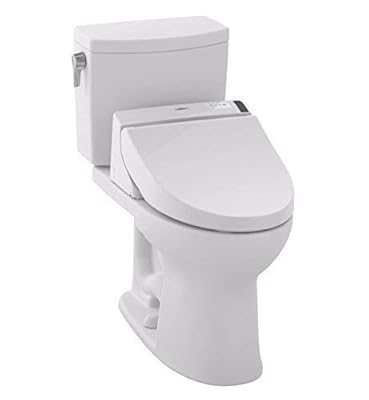 TOTO MW4542044CUFG#01 WASHLET+ Drake II 1G Two-Piece Elongated 1.0 GPF Toilet and WASHLET C200 Bidet Seat, Cotton White