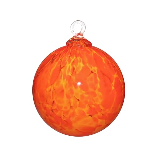 Totally Blown Glassworks Ornament, Handmade Blown Glass, Hanging Tree Holiday Décor, Sun Catcher, Witches Ball, Gazing Orb, Friendship Keepsake, Window Color. (Orange)