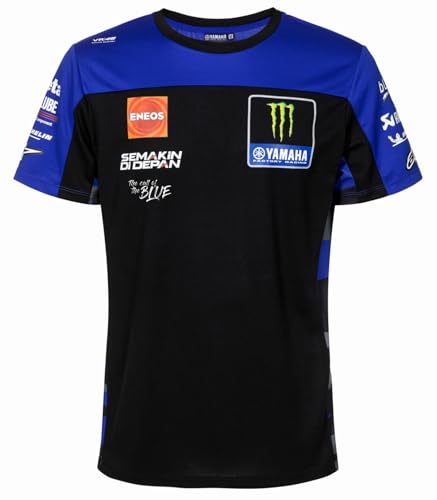T-Shirt Réplica Monster Energy Yamaha MotoGP Team (FR/ES, Alpha/Lettres, L, Taille Normale, Taille Normale, Bleu)