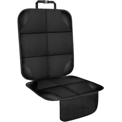 VLM Car Seat Protector for Child Baby Car Seat,600D Waterproof Car Seat Cover with Thick Padding, Non-Slip Backing and 2 Mesh Storage Pockets (Black) Cover