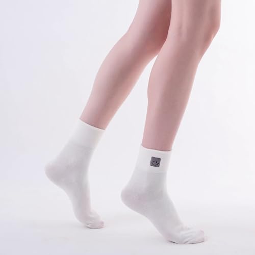 Image of HUGSWEET Cotton Soft Comfy Crew Ankle above Socks for Women Gift 5-10 Pairs | Colorful Casual Cute Funny Smiley Face Quarter Mini Crew Thin Socks, Elastic Lightweight Gifts for Women