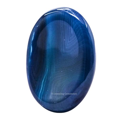 Image of Amazing Gemstone Alma Blue Agate Worry Stone, Healing Crystals - Piedra Crystal Fidget for Gift, Meditation, Calming, Relaxation, Stress Relief