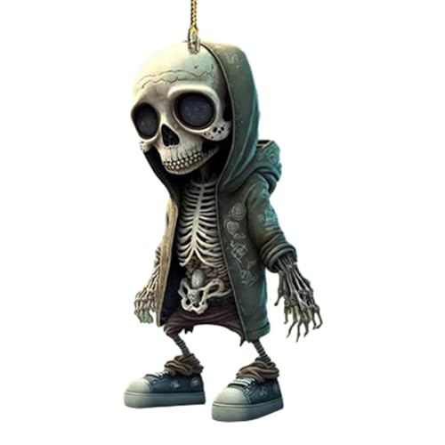 Pendentif statue squelette – Décoration de voiture en acrylique | Accessoires de rétroviseur de voiture | Pendentif balançoire effrayant | Squelette amusant | Décoration d'intérieur de voiture