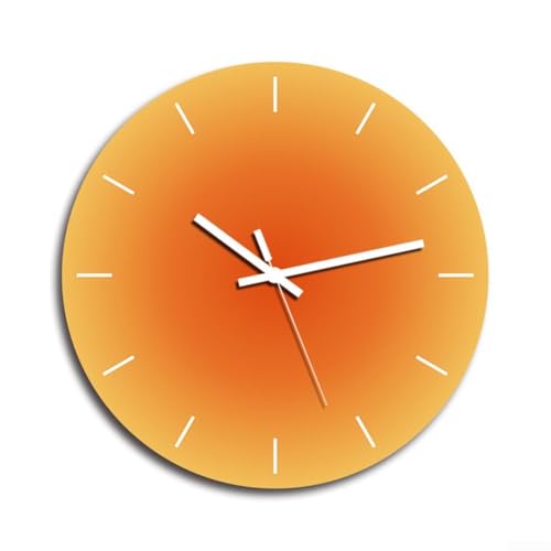 Yuanpgky Reloj de pared nórdico, moderno reloj de pared silencioso de acrílico para decoración de sala de estar, dormitorio, diseño minimalista con personalidad con acabado naranja, 30 cm cuadrado (G)