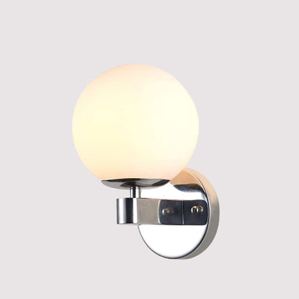 Aplique de pared de vidrio esmerilado nórdico con base de hierro de 1 luz