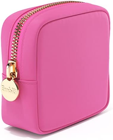 Embla Cosmetic Bag - Makeup Bag Travel Pouch, Toiletry Bags Cute Makeup Organizer, Nylon Zipper Pouches, Pink Black Coin Purse, Storage Bag Cosmetics Organizer, Make up bags Mini, Small, Large, Womens