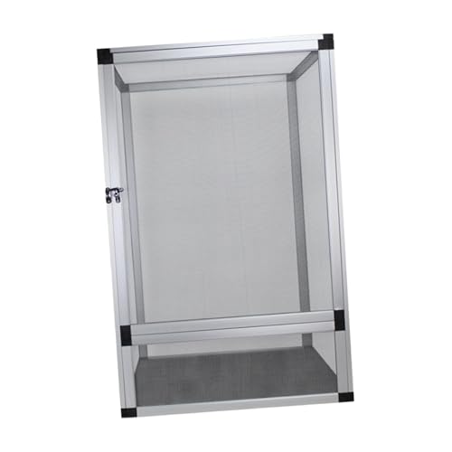 Colcolo Reptilienkäfig, Terrarium-Belüftung, multifunktionales Lebensraum-Haustiergehege, 360°-Beobachtung für Chamäleons, Schlangen, Bartagame, Silber