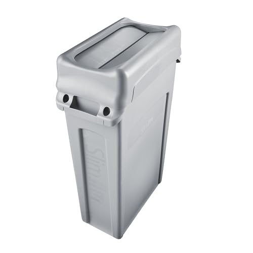 Image of Rubbermaid Commercial Products SLIM JIM Swing Lid for Use with 16 /23 GAL Vented Slim Jim Containers, for Kitchens /Classrooms /Offices /Back of House, Black