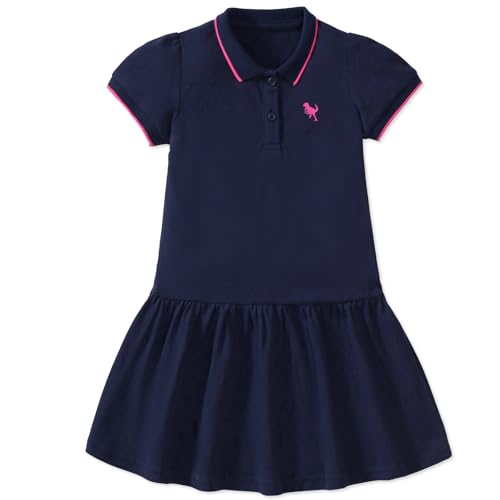 HILEELANG Little Girls Uniform Polo Dress Short Sleeve Cotton Casual School Playwear Clotges 2T–7T2