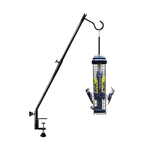 Funtife Suporte Para Alimentador De Pássaros Em Deck Corrimão, Mastro Cerca Resistente 30 Polegadas,