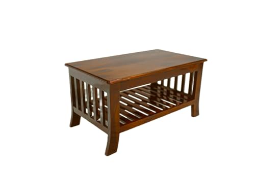 Image of WELLBORN Wooden Center Table /CoffeeTable /Sheesham Wood Tea Table for Living Room, Bed Room, Waiting Room, Hotels, Office, Restaurant, CAF (38xW20xH17.5 Inch)