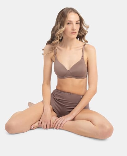 Image of Jockey 1819 Women Wirefree Padded Microfiber Elastane Stretch Full Coverage T-Shirt Bra with Magic Under Cup