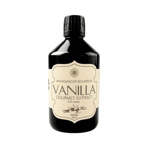 Vanilla Scientific Pure Bourbon Gourmet Vanilla Extract with Seeds - Madagascar 100% Natural Extract for Baking and Cooking - Alcohol Free Gluten Free Vegan 500ml