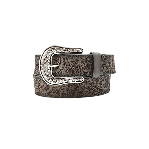 ARIAT Women's Laser Cut Paisley Leather Belt, Black, X-Large