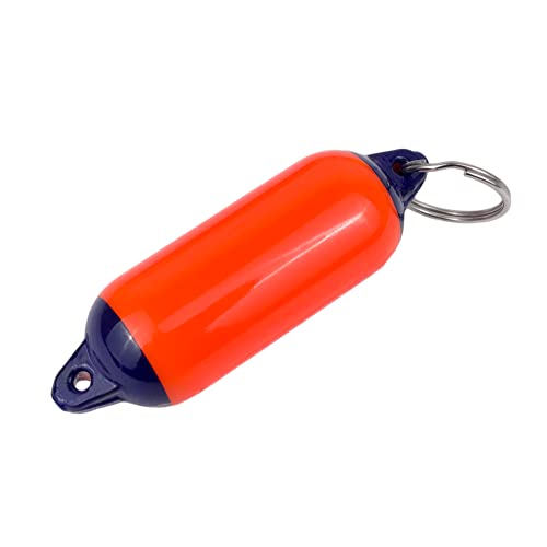 GATE14® Orange/Blauer schwimmender Fender-Schlüsselanhänger aus Kunststoff, zylindrisch, 31 x 98 mm