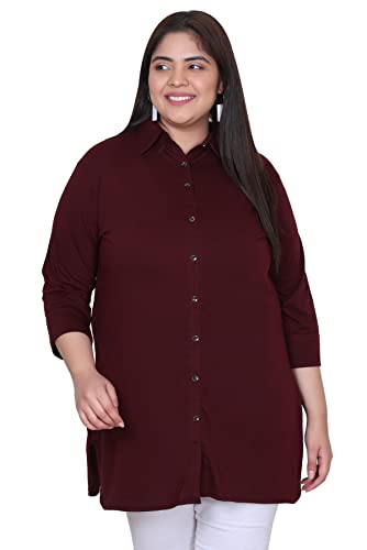 In Love Plus Size Women’s Pure Cotton Longline Solid Casual Shirt – Perfect Office Wear