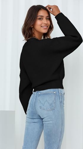 Women’s Cropped Sweater V-Neck Wrap Sweater Long Sleeve Ribbed Knit Pullover with Side Tie Fall Winter Outfits 20252