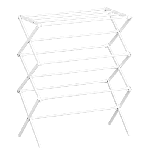 Foldable Clothes Drying Rack for Laundry, Heavy Duty Drying Rack Clothing, Collapsible Folding Laundry Dryer, Easy Assembly, Space Saving Household Indoor Outdoor Use, White