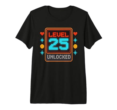 Level 25 Unlocked 25th Birthday Video Games Gaming Gamer Premium Tri-Blend T-Shirt