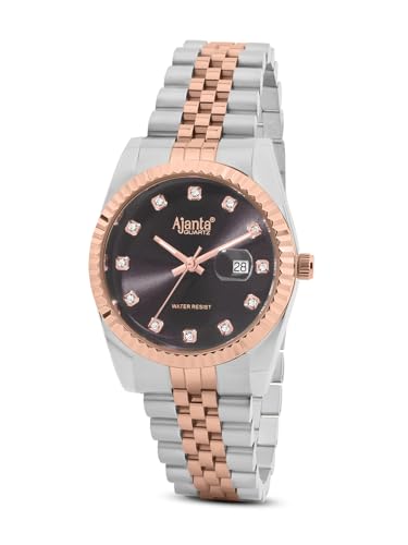 Image of Ajanta Quartz Avenza Women Analog Watch| Stainless Steel Bracelet Strap | Day & Date Display | Water Resistant | Formal & Casual Wrist Watch for Women