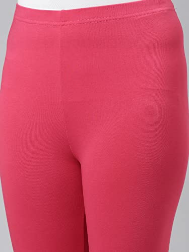 Image of GO COLORS Girls Solid Mid Rise Slim Fit Cropped Leggings