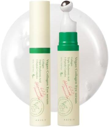AXIS-Y Vegan Collagen Eye Serum - K Beauty Triple Hyaluronic Acid & Peptide Collagen Serum Improve Skin Elasticity, Reduce Fine Lines & Dark Circles - Vegan Korean Skin Care Eye Cream - 10ml