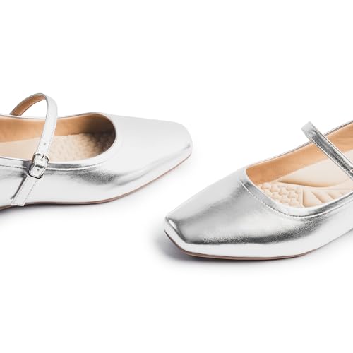 Image of Cusolemore Mary Jane Flat Shoes with Arch Support and Hidden Wedge Heel, Women Ballet Flats, Mary Jane Flats, Comfortable Dress Shoes