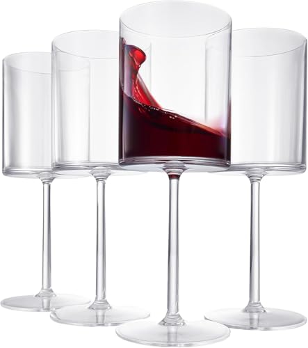 Image of Premium Wine Glasses 300ml, Set of 4 Long Wine, Burgundy Clear Glasses with Stem for Wedding Anniversary, Birthday, Gift (RKT-04, Set of 4)