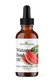 100% Organic Watermelon Seed Oil | Imported From Egypt | Various Sizes | 100% Pure | Cold-Pressed | Natural Moisturizer for Skin, Hair and Face | By Sweet Essentials (2 fl oz Glass Bottle)