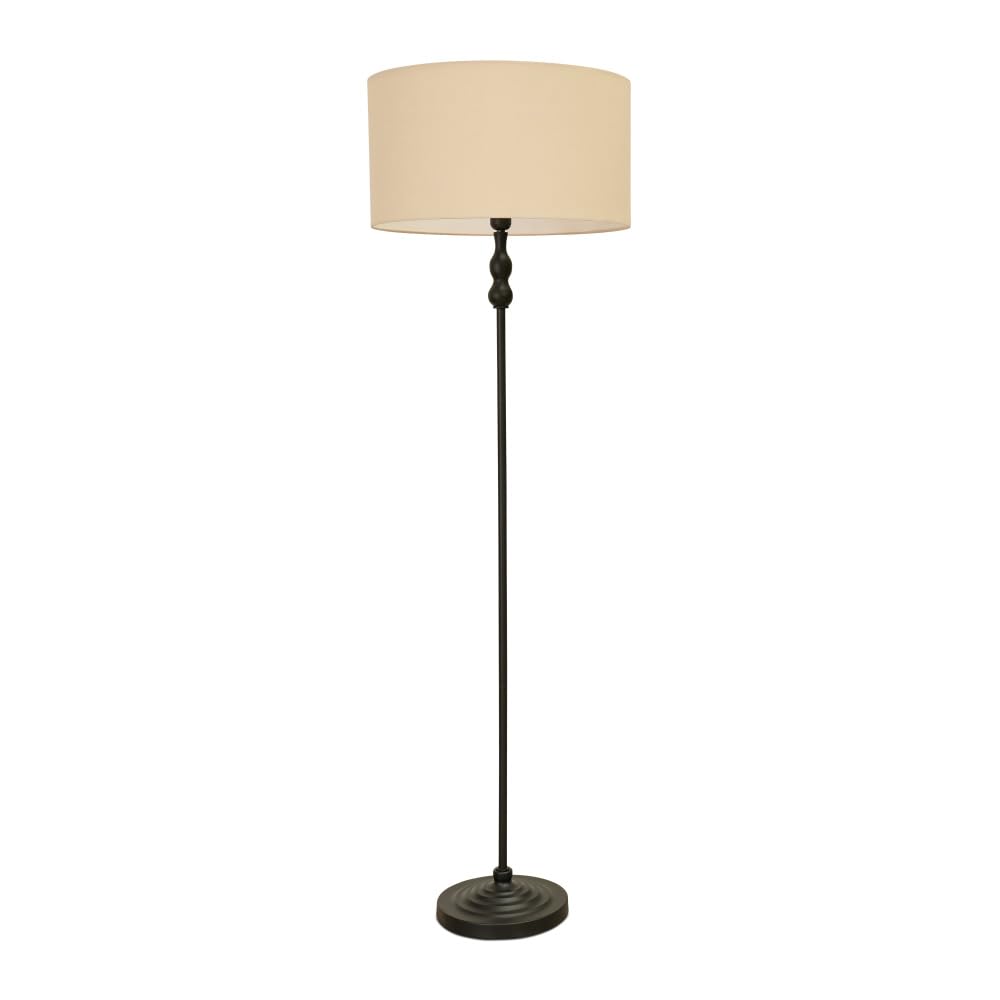 ValueLights | Black Metal Candlestick Floor Lamp with Cream Fabric Drum Shade Living Room Light | Floor Lamps, Home Décor & Improvement Essential