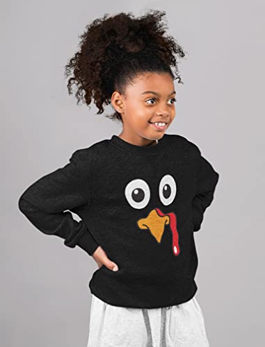 Turkey Face Shirt Cute Little Turkey Funny Thanksgiving Long Sleeve Kids T-Shirt 3T Black #TOP1