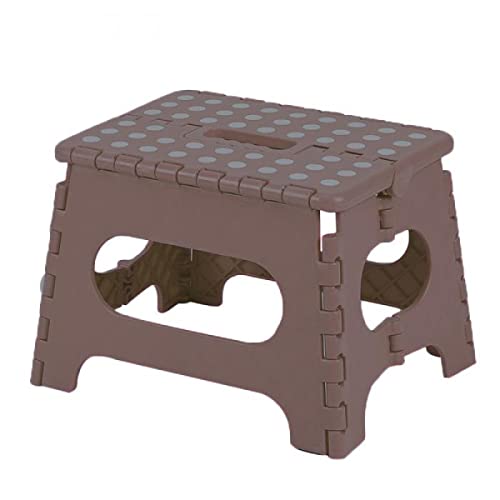 Folding stool stool plastic non-slip home kitchen bedroom multifunctional chair brown