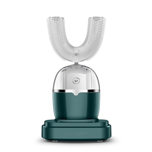 U字型360°自動歯ブラシ、IPX7防水歯ブラシ電動歯ホワイトニングブラシ音波歯ブラシ、ワイヤレス充電付き,A