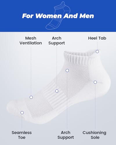 IDEGG 8 Pairs Ankle Performance Athletic Running Socks Low Cut Sports Tab Socks for Women and Men2