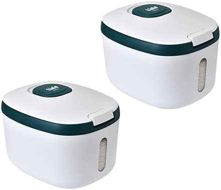 Amazon 米びつ 保存容器 自動開閉 米びつ 計量 お米収納 大容量米入れ キッチン収納 米櫃 こめびつ おしゃれ 密閉 防虫 防湿 ライスボックス 洗える 鮮度を保ち キッチン用品 グリーン 10kg 2 米びつ オンライン通販