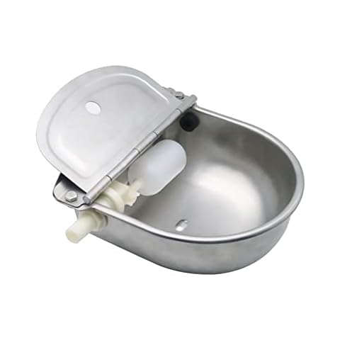 Achicklead Stainless Steel Livestock Water Bowl with Float Valve Tank,Automatic Farm Water Bowl for Horse, Cow, Goat, Sheep, Dog Drinking Waterer Cover